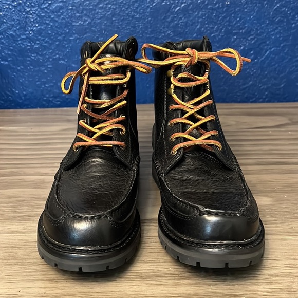 POLO RALPH LAUREN MEN’S WILINGCOTT BLACK LEATHER BOOTS 9D - Picture 4 of 16